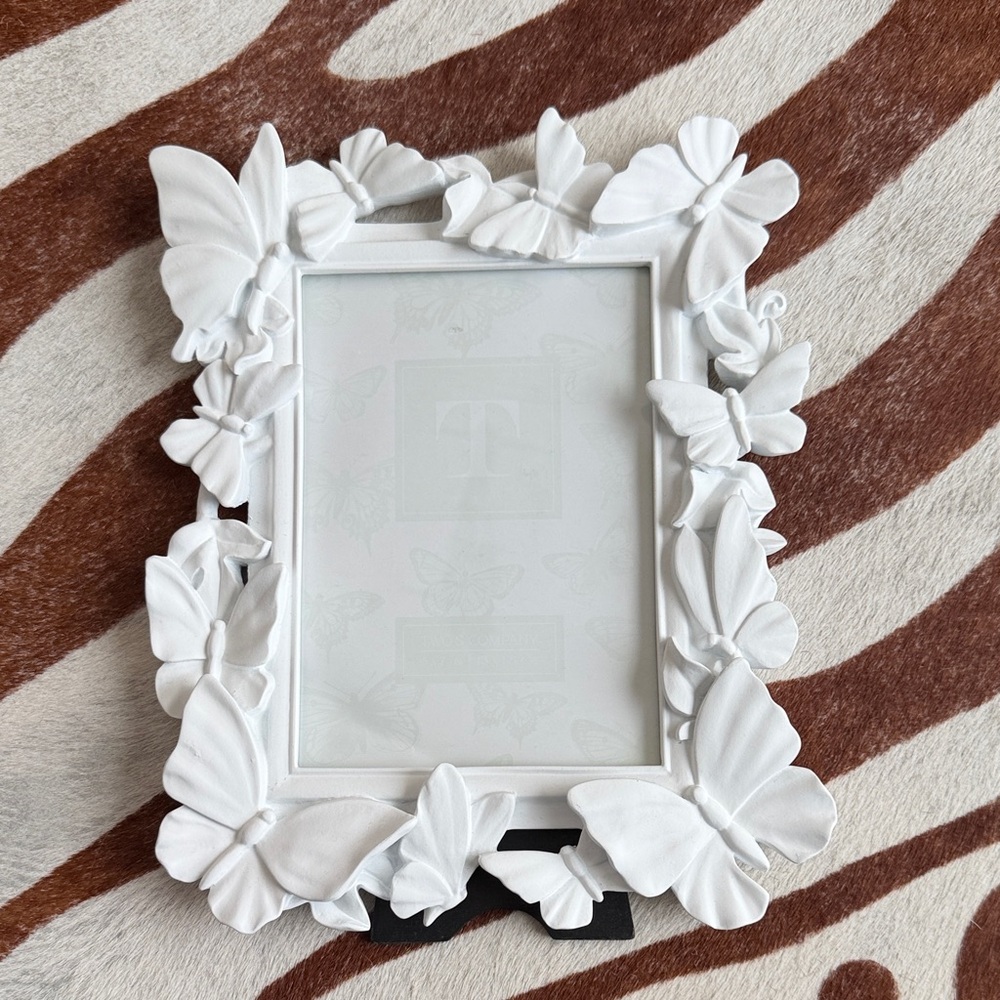 Two's Company White Butterfly Frame